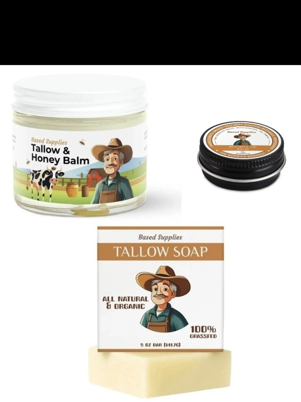 Based Supplies Tallow and Honey Balm, Soap and Lip Balm